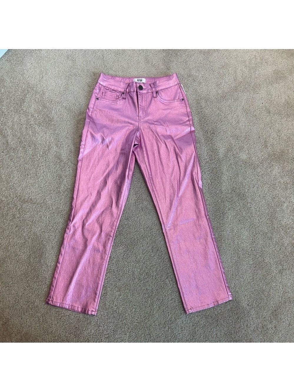 Royalty For Me RFM pink metallic foil stretchy slim fit jeans pants Sz NWT - Picture 4 of 14